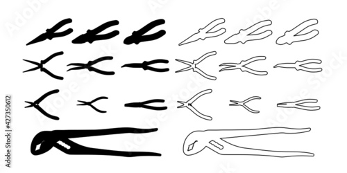 Zangen Icon Set Silhouette Kontur