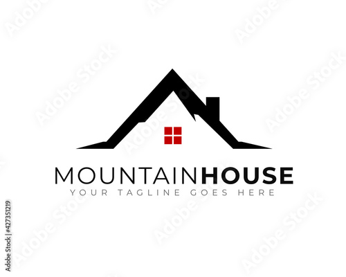 roof house with chimney as mountain peak 