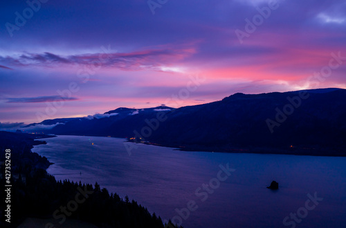 Colorful sunrise in the the Columbia Gorge.
