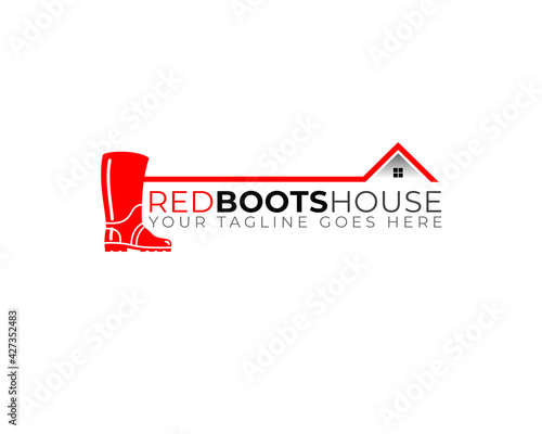 red boot real estate logo template