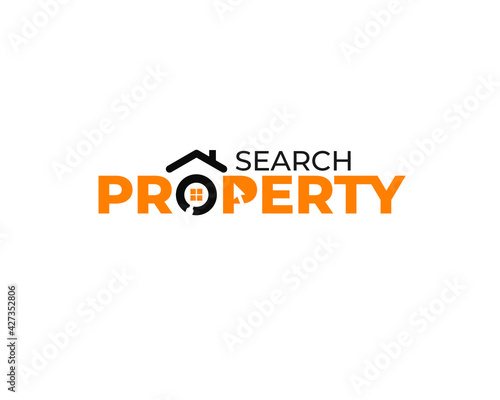 prpoerty real estate wordmark with magnifying glass as letter o