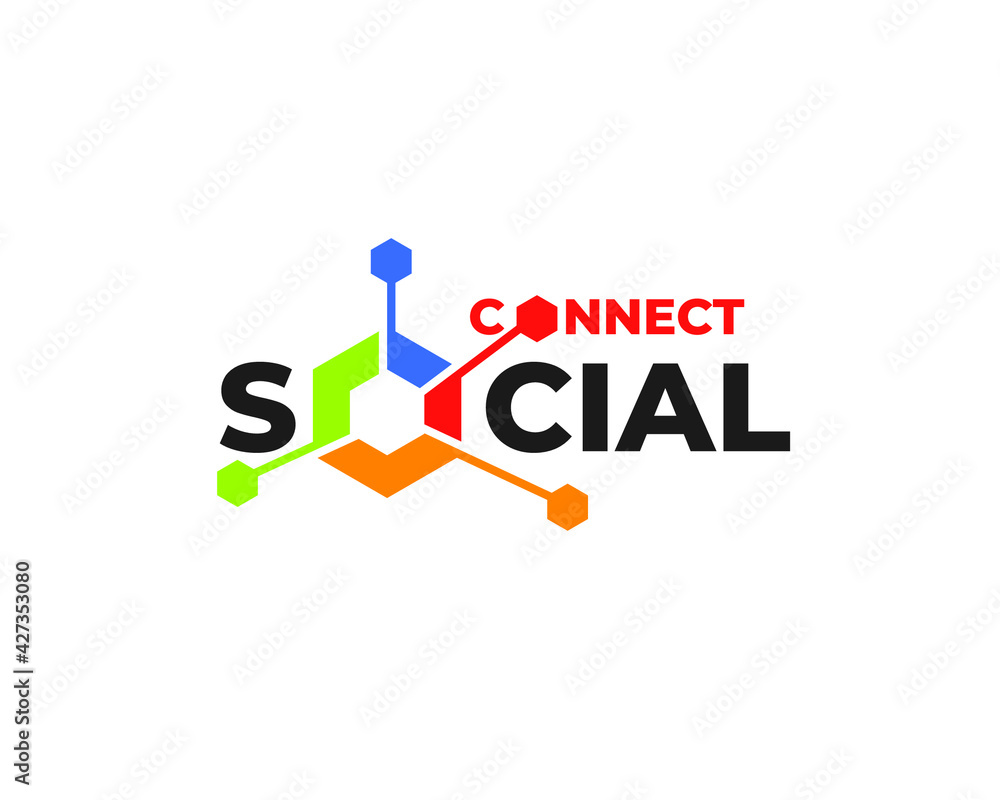 wordmark logo template of social connect wordmark logo template of social connect