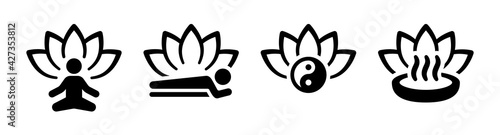 Set of spa hot yoga zen massage icon logo elements vector illustration.