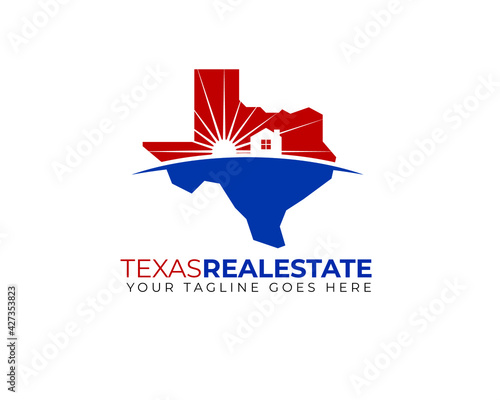 texas state map with silhouette of house 