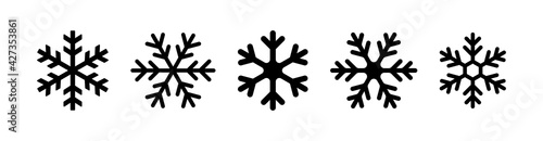 Snowflake icon set back color isolated on white background.