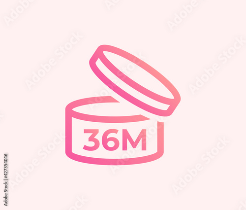 Shelf life icons set. Period after opening 36 months symbol. Vector illustration.