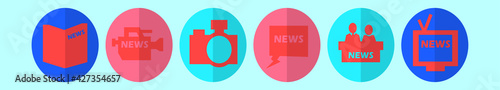set of news cartoon icon design template with various models. vector illustration isolated on blue background