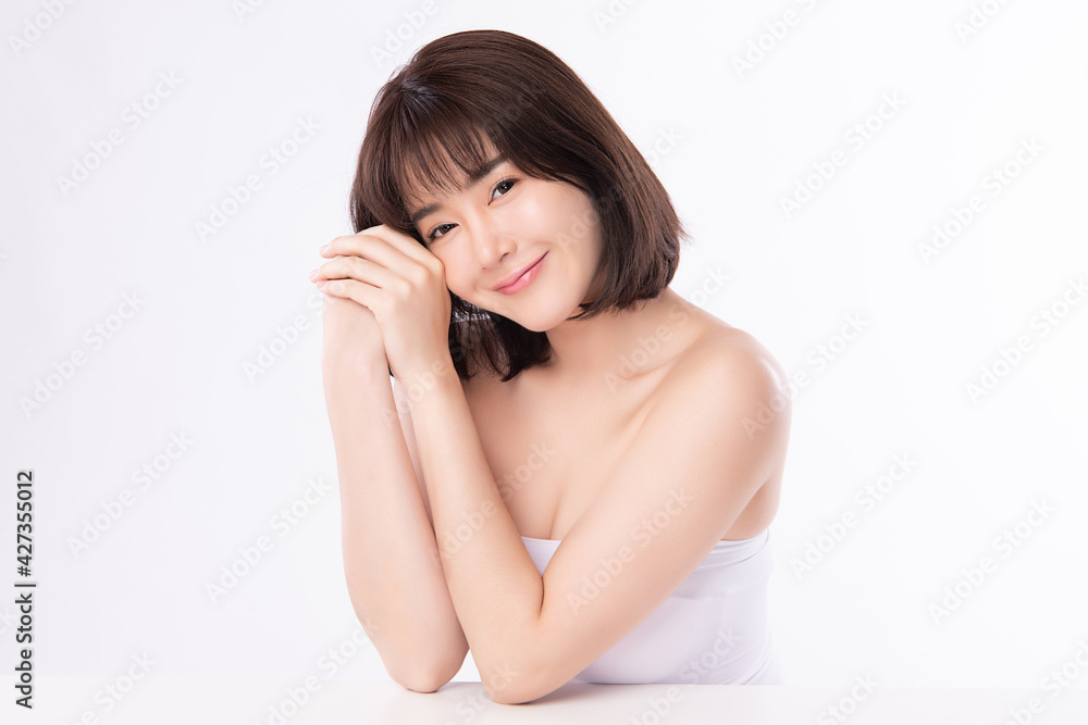 Beautiful young asian woman with clean fresh skin on white background, Face care, Facial treatment, Cosmetology, beauty and spa, Asian women portrait Beautiful young asian woman with clean fresh skin on white background, Face care, Facial treatment, Cosmetology, beauty and spa, Asian women portrait