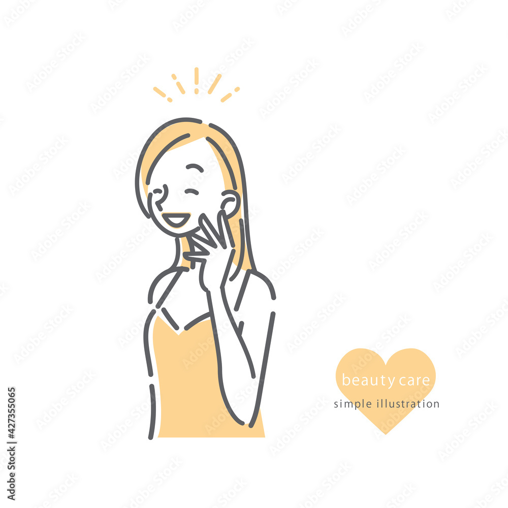 キャミソール姿の女性のシンプルでナチュラルな線画イラスト キャミソール姿の女性のシンプルでナチュラルな線画イラスト