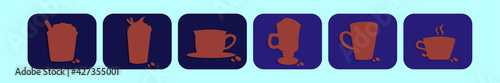 set of coffee cartoon icon design template with various models. vector illustration isolated on blue background