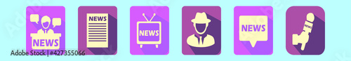 set of news cartoon icon design template with various models. vector illustration isolated on blue background