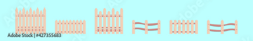 set of picket fence cartoon design template with various models. vector illustration isolated on background