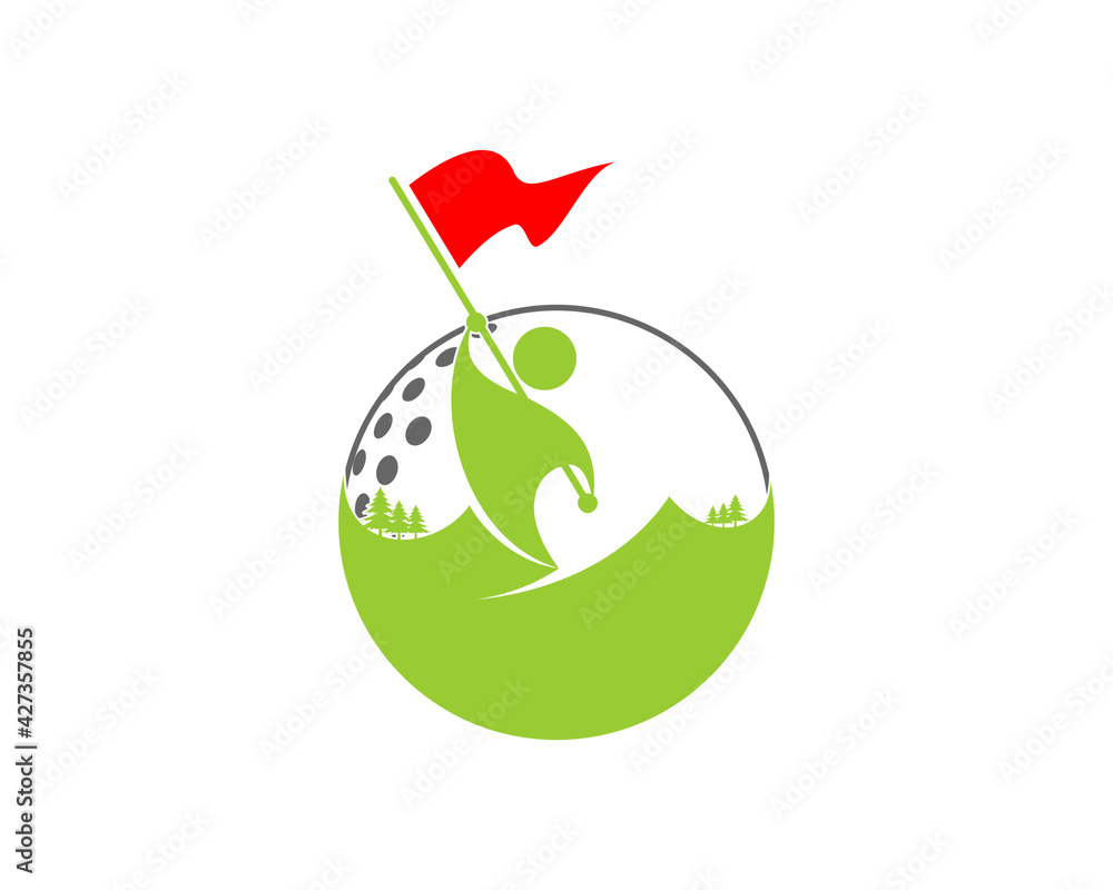 Obraz premium Combination golf yard with golf ball shape