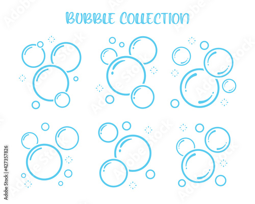Transparent soap bubbles floating in the air Isolated on white background
