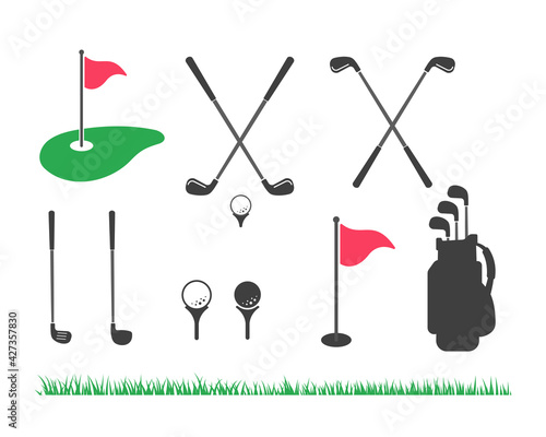 Golf club and ball set Isolated on white background for golf lovers.