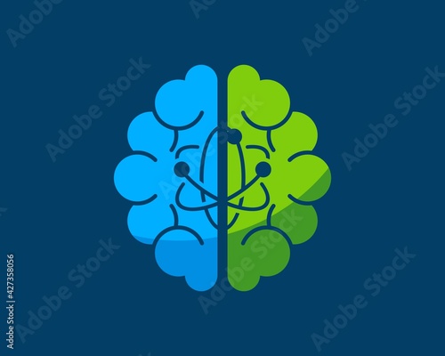 Simple brain with atom symbol inside