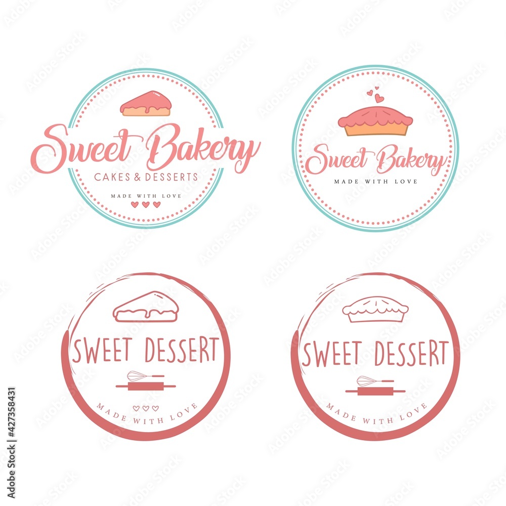 Bakery and Dessert Logo, Zen Bakery Logo, Simple Bakery Logo Set, Bakery Logo Collection Vector Template