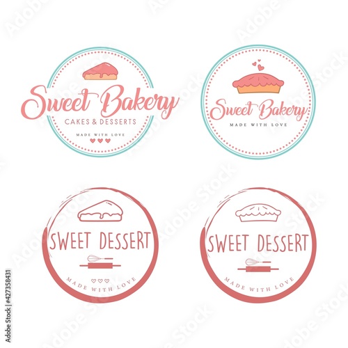 Bakery and Dessert Logo, Zen Bakery Logo, Simple Bakery Logo Set, Bakery Logo Collection Vector Template