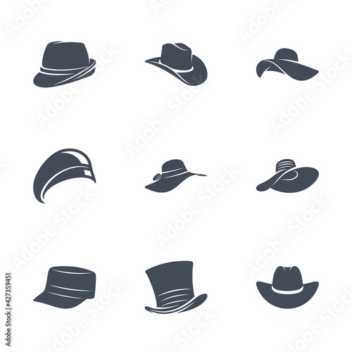 Set of Hat logo design vector illustration, Creative Hat logo design concept template, symbols icons