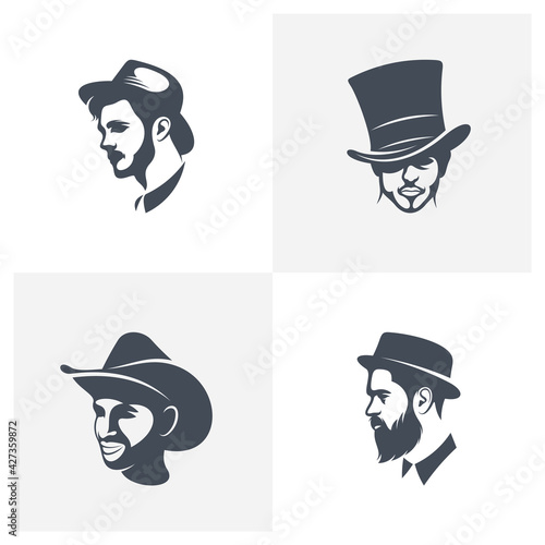 Set of Hat logo design vector illustration, Creative Hat logo design concept template, symbols icons