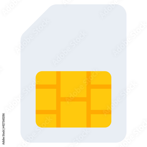 A flat design, icon of sim 