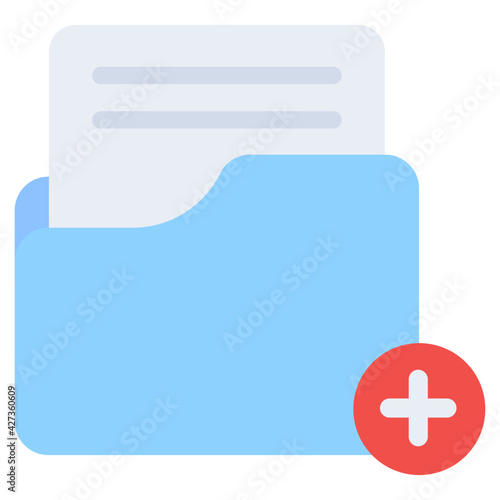 A flat design, icon of add folder