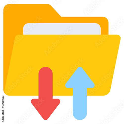 A flat design, icon of folder transfer