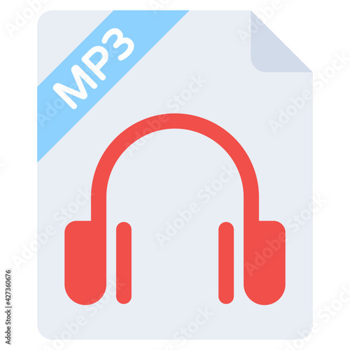 
A flat design, icon of mp3 file

