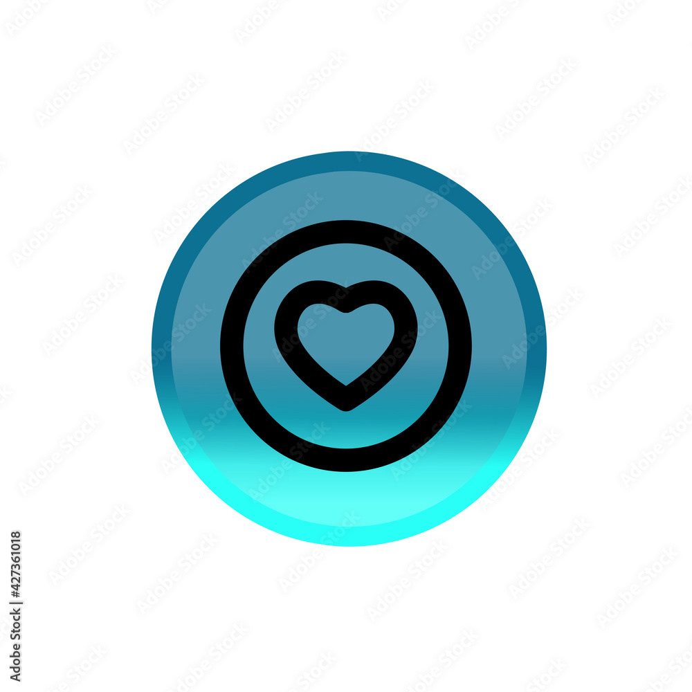 Favorite button icon. blue round button with heart. Editable stroke. Simple illustration mobile concept, web design, application, UI. Design template vector Favorite button icon. blue round button with heart. Editable stroke. Simple illustration mobile concept, web design, application, UI. Design template vector