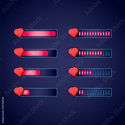 set of gui fantasy rpg health life progress bar. perfect for 2d games vector illustration