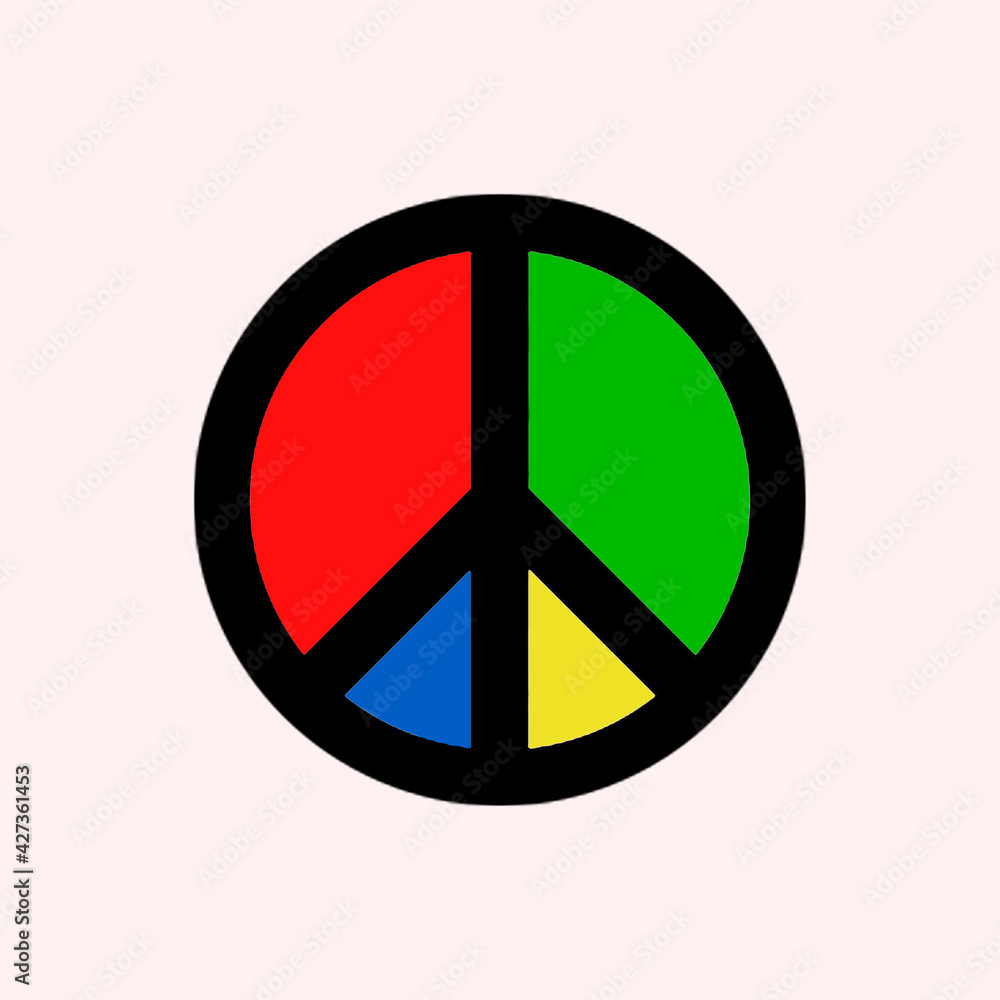 Hippie symbol, pacifist sign of the struggle for peace.Isolated on white background. Hippie symbol, pacifist sign of the struggle for peace.Isolated on white background.