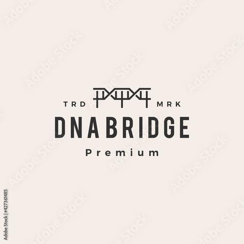 DNA bridge hipster vintage logo vector icon illustration