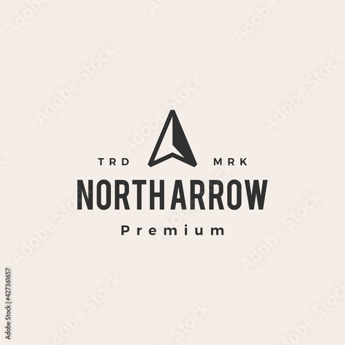 north arrow compass hipster vintage logo vector icon illustration