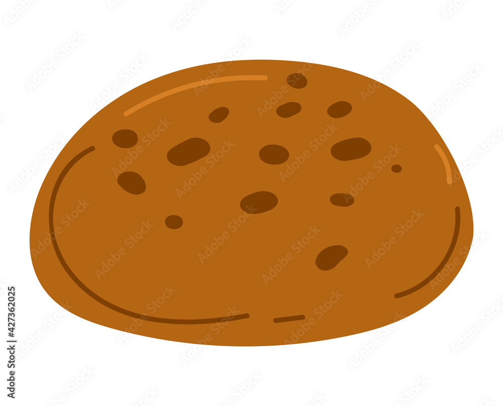 Loaf white bread, fresh baked goods, fried crispy crust, good bakery design cartoon style vector illustration, isolated on white. Loaf white bread, fresh baked goods, fried crispy crust, good bakery design cartoon style vector illustration, isolated on white.