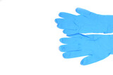 Blue gloves isolated on white background.