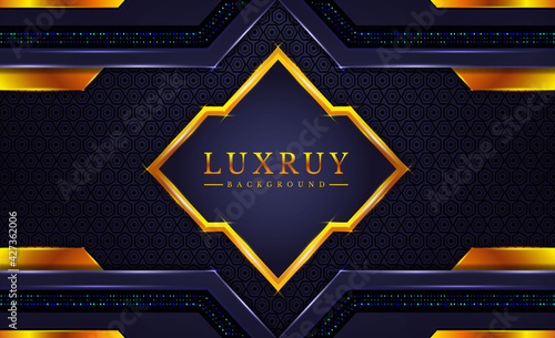 Modern abstract Golden gradient luxury background ector overlap layer on dark and 
shadow black space with abstract style for design