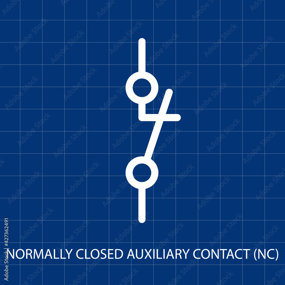 Normally Closed Auxiliary Contact (NC) Vector illustration symbol of Electrical System Control