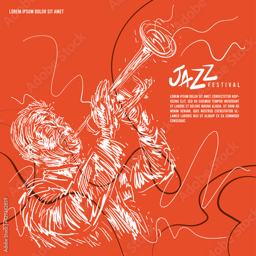 Jazz trumpet player. Vector illustration for jazz poster
