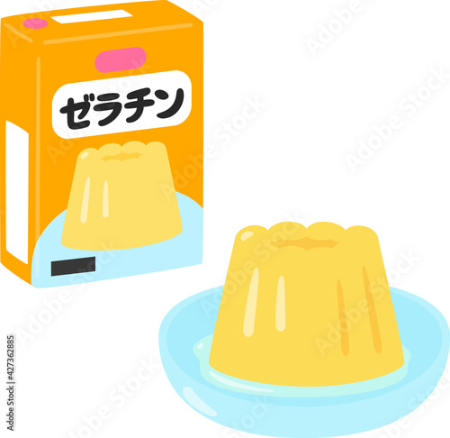 箱入りのゼラチンと皿に盛ったゼリー