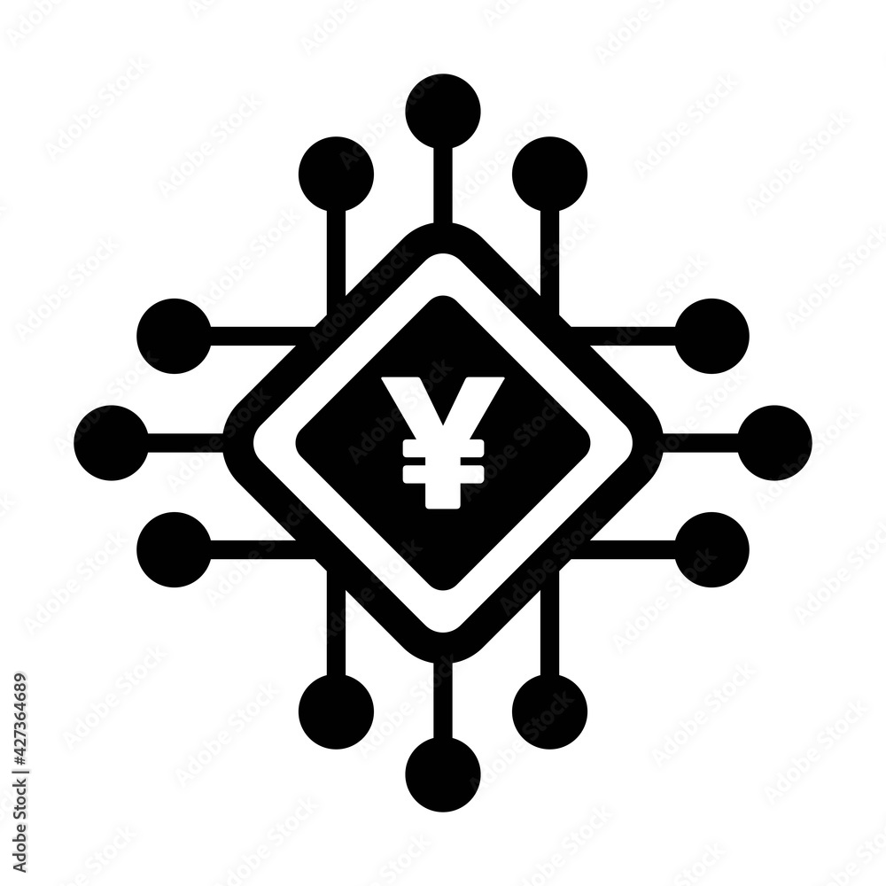 Digital Yuan and Yen sign icon vector currency symbol for digital transactions for asset and wallet in a flat color glyph pictogram illustration Digital Yuan and Yen sign icon vector currency symbol for digital transactions for asset and wallet in a flat color glyph pictogram illustration