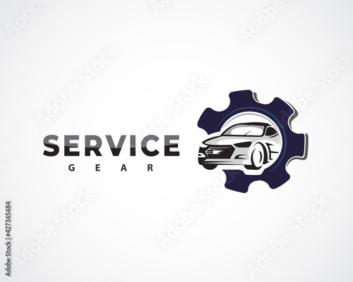 car machine service logo symbol design illustration