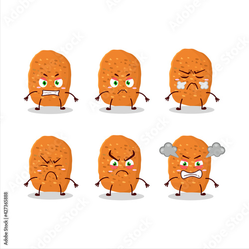 Chicken nugget cartoon character with various angry expressions