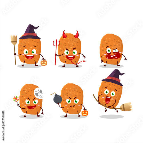 Halloween expression emoticons with cartoon character of chicken nugget