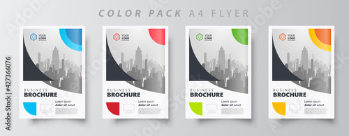 Flyer brochure design template set color, creative leaflet size A4, trend cover circles theme