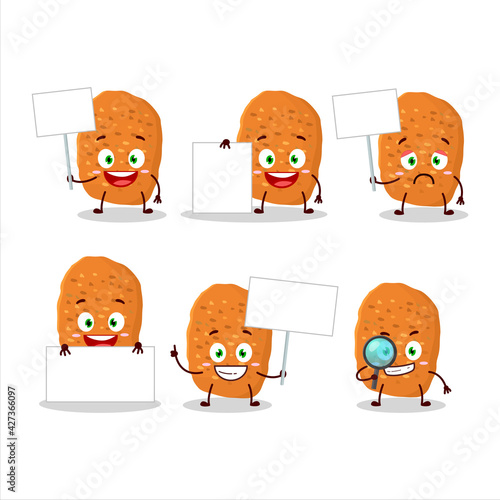 Chicken nugget cartoon character bring information board
