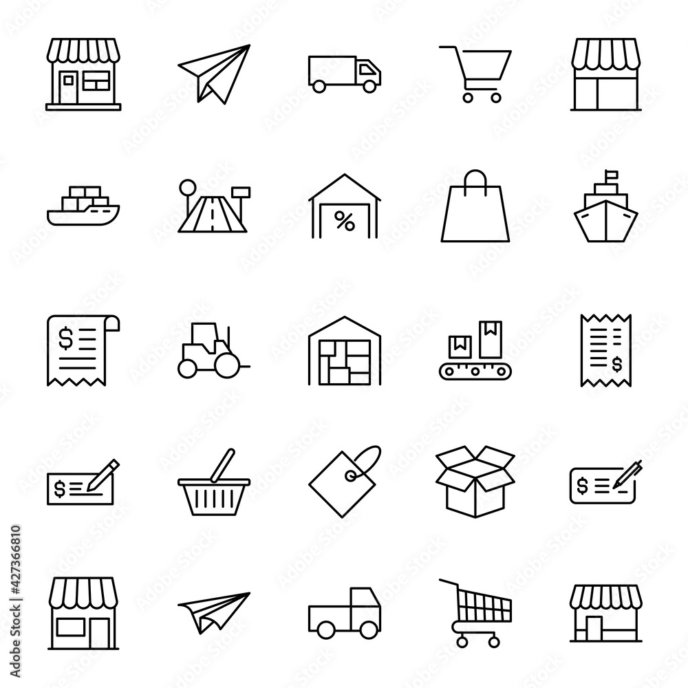 Commerce line icon set. Commerce line icon set.