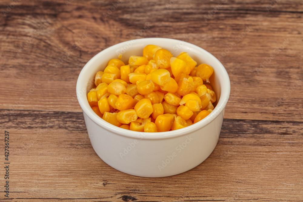 Sweet corn seeds in the bowl Sweet corn seeds in the bowl