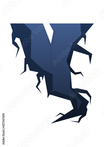 Hole breaking, ice crack, surface background, isolated on white, destruction damage, design, flat style vector illustration.