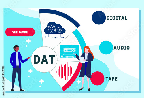 Vector website design template . DAT - Digital Audio Tape acronym. business concept background. illustration for website banner, marketing materials, business presentation, online advertising