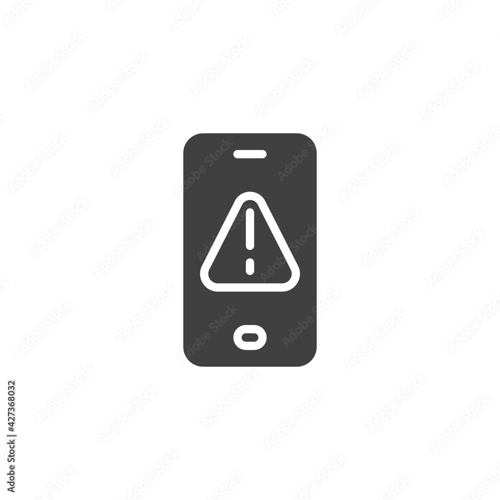 Mobile phone error notification vector icon Mobile phone error notification vector icon